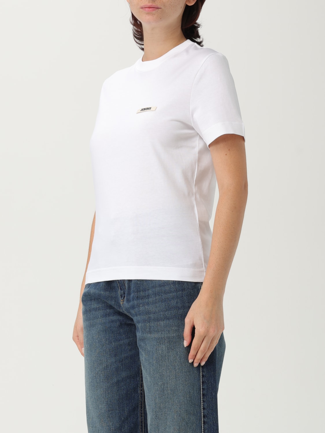 JACQUEMUS T-SHIRTS: T-shirt in cotone con logo Jacquemus, Bianco - Img 3
