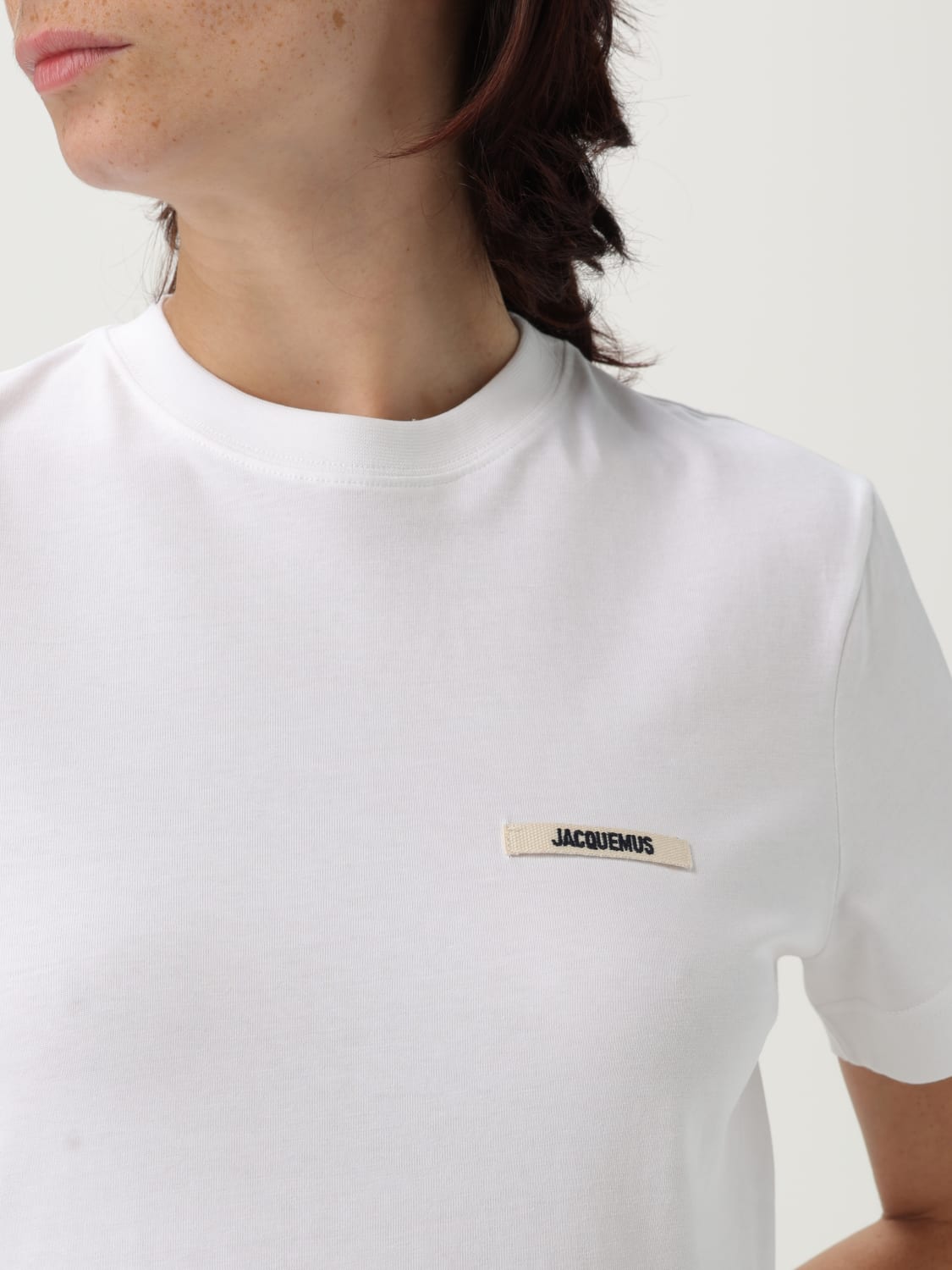 JACQUEMUS T-SHIRTS: T-shirt in cotone con logo Jacquemus, Bianco - Img 4