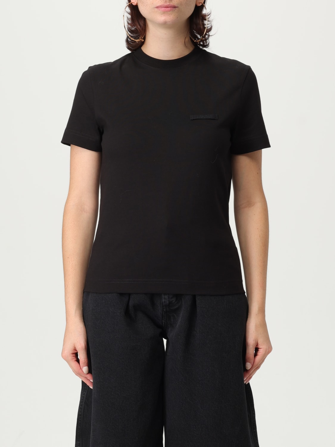 JACQUEMUS T-SHIRTS: T-shirt in cotone con logo Jacquemus, Nero - Img 1