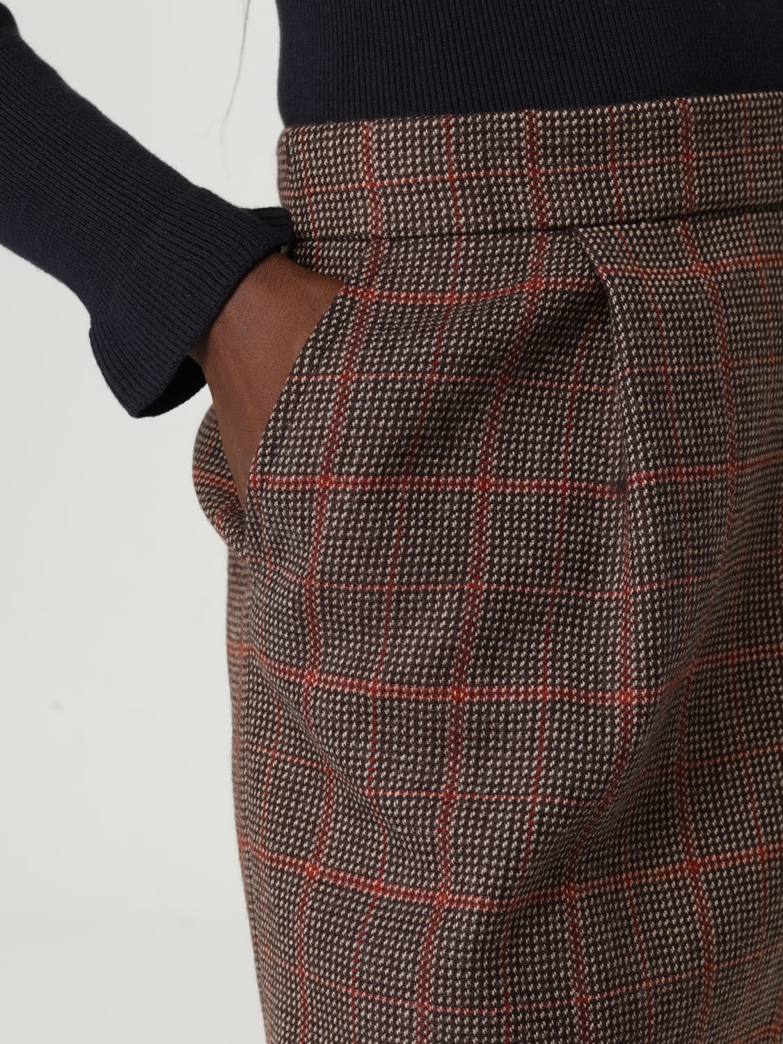 CHLOÉ GONNA: Gonna mini Chloé in lana Tartan , Marrone - Img 5