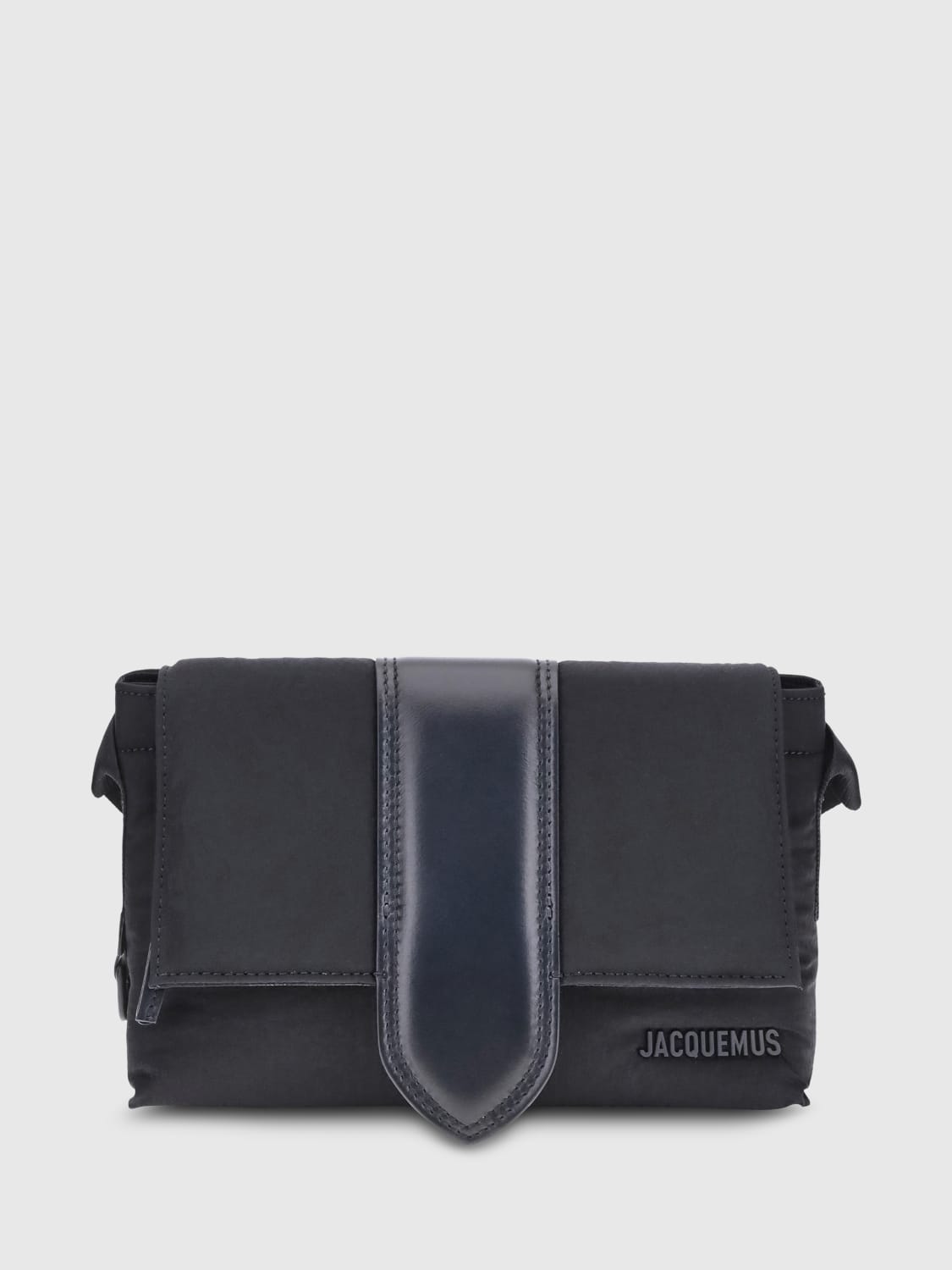 JACQUEMUS BORSA A TRACOLLA: Borsa Le Petit Messenger Bambino Jacquemus in nylon e pelle , Nero - Img 1