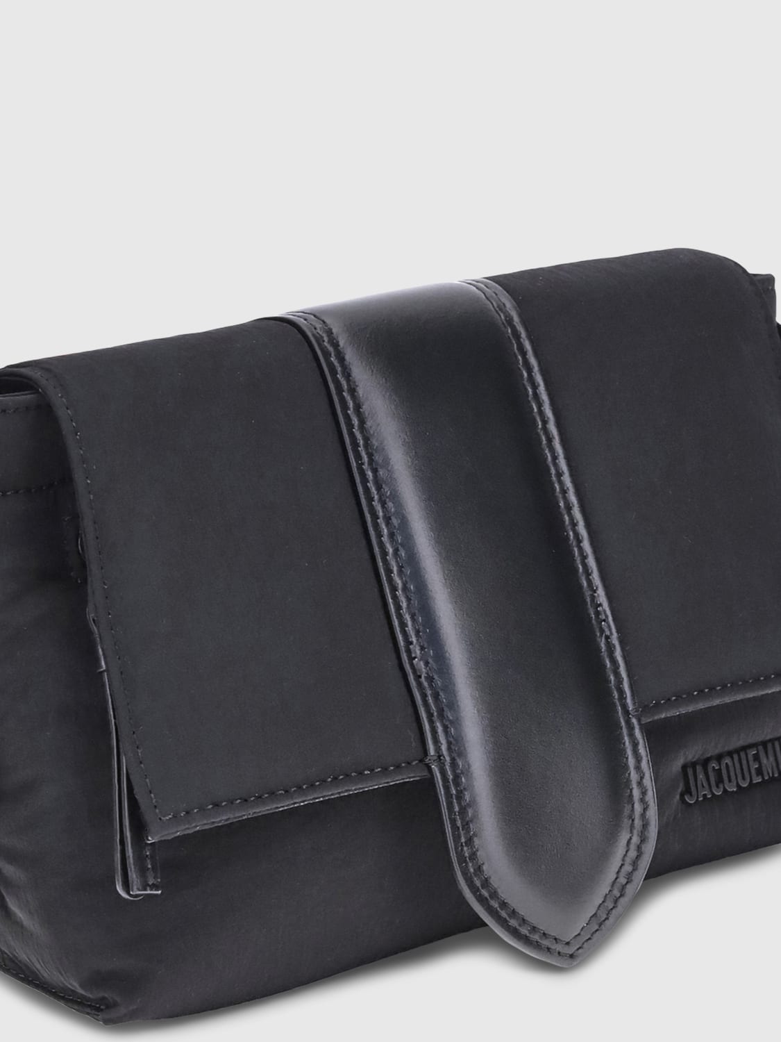 JACQUEMUS BORSA A TRACOLLA: Borsa Le Petit Messenger Bambino Jacquemus in nylon e pelle , Nero - Img 3