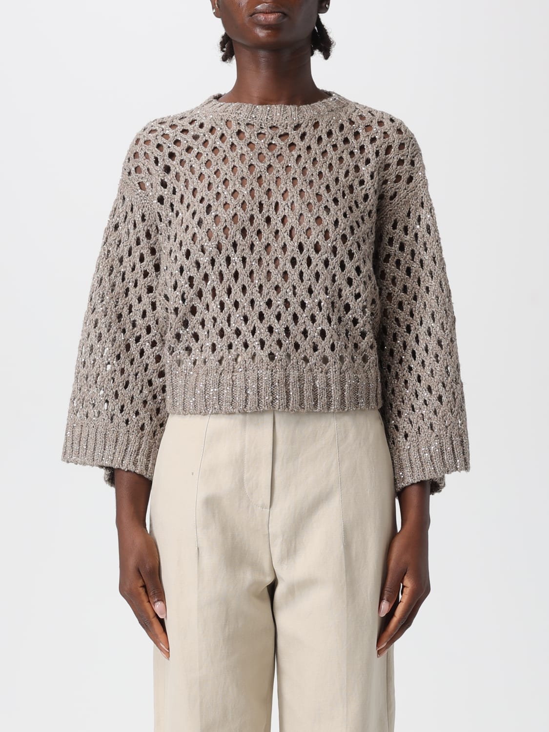 BRUNELLO CUCINELLI JERSEY: Cárdigan mujer Brunello Cucinelli, Gris - Img 1