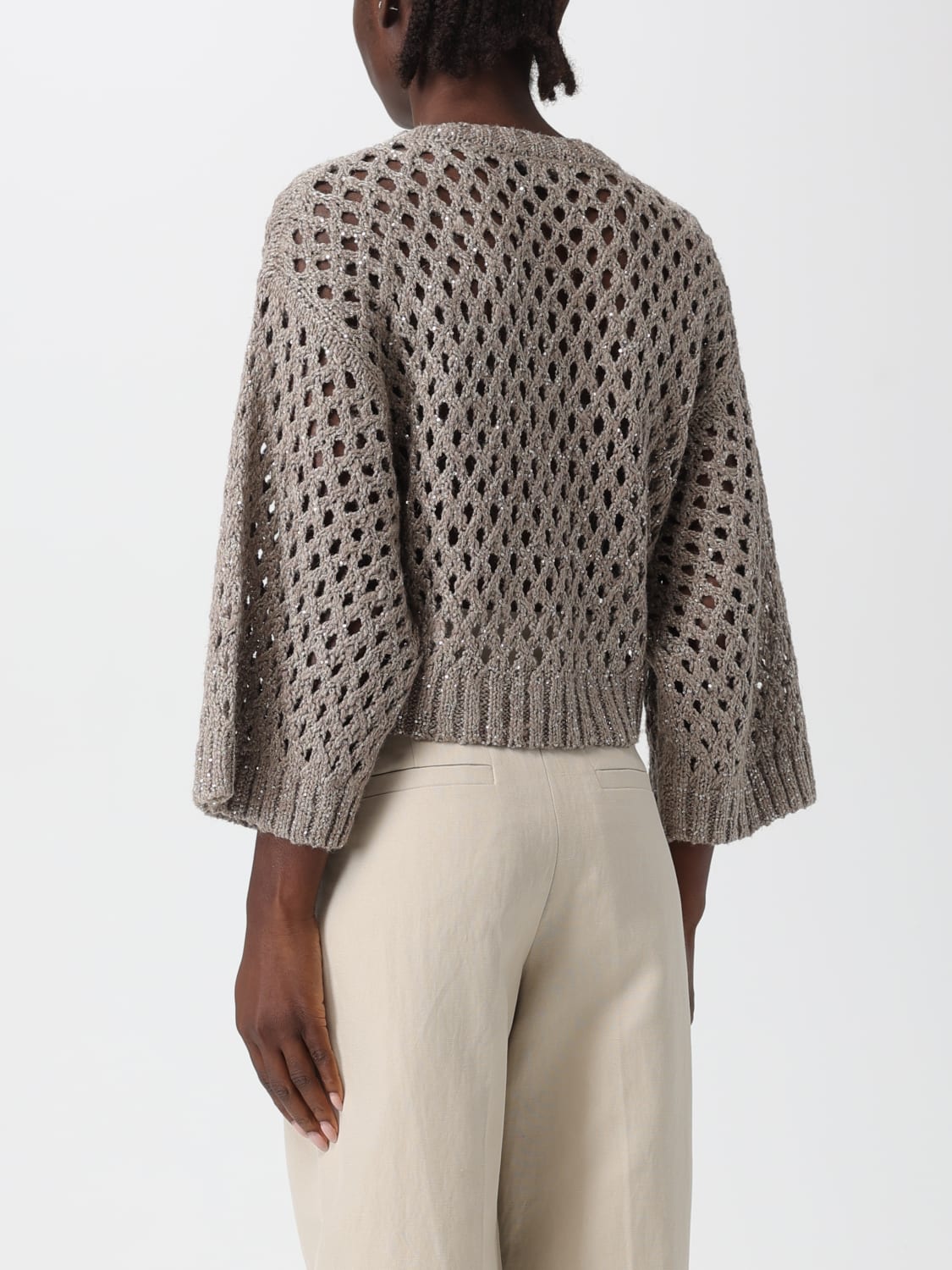 BRUNELLO CUCINELLI JERSEY: Cárdigan mujer Brunello Cucinelli, Gris - Img 3