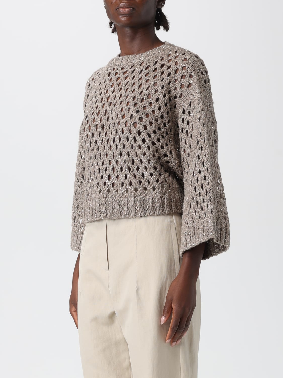 BRUNELLO CUCINELLI JERSEY: Cárdigan mujer Brunello Cucinelli, Gris - Img 4