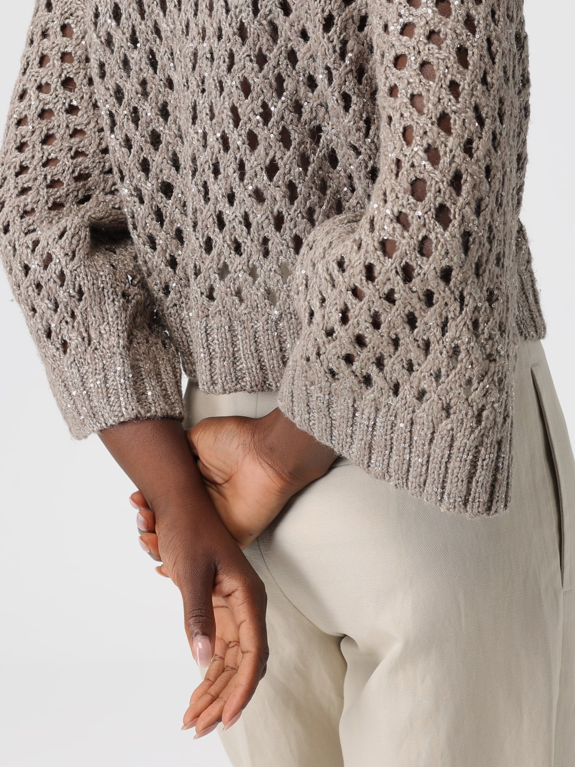 BRUNELLO CUCINELLI JERSEY: Cárdigan mujer Brunello Cucinelli, Gris - Img 5