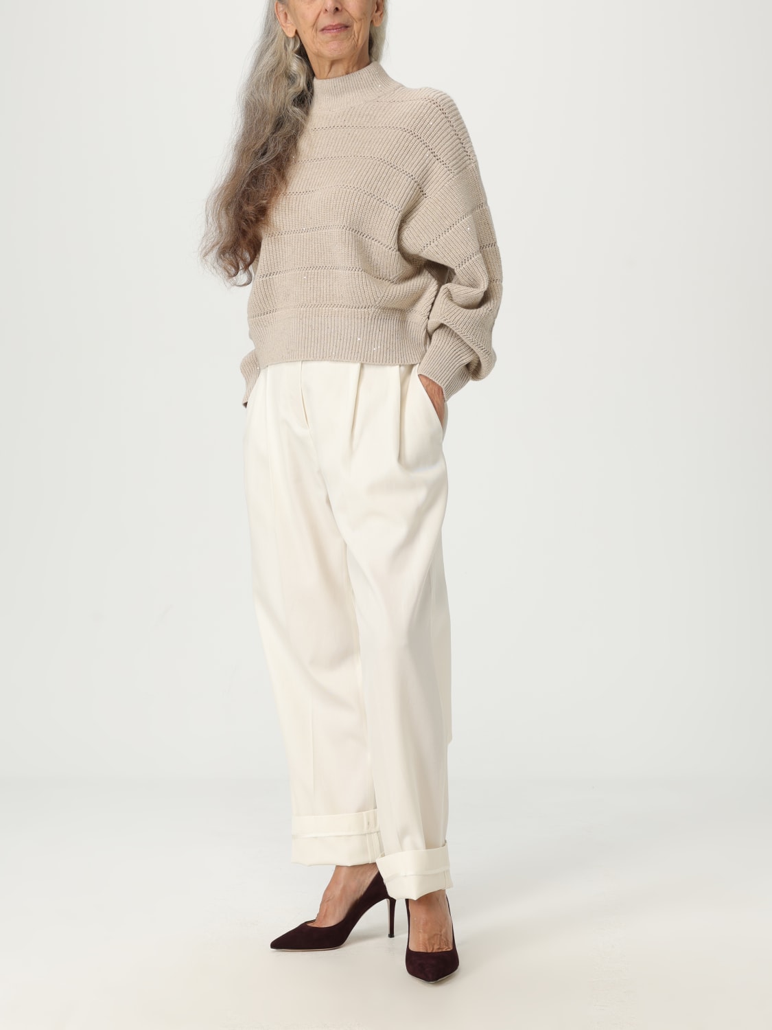 BRUNELLO CUCINELLI SWEATER: Cardigan woman Brunello Cucinelli, Beige - Img 2