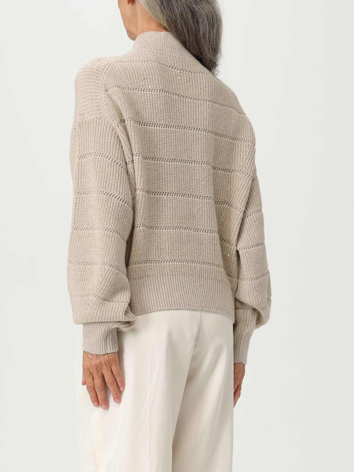BRUNELLO CUCINELLI SWEATER: Cardigan woman Brunello Cucinelli, Beige - Img 3