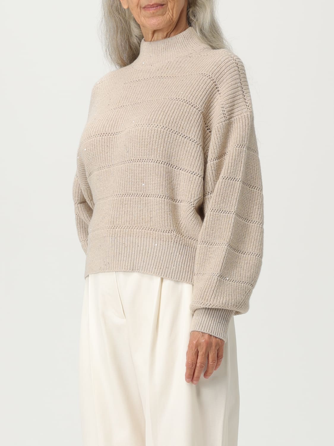 BRUNELLO CUCINELLI SWEATER: Cardigan woman Brunello Cucinelli, Beige - Img 4