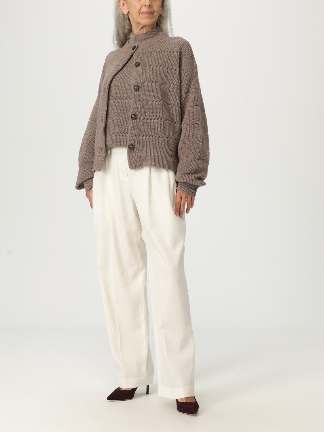 BRUNELLO CUCINELLI JERSEY: Cárdigan mujer Brunello Cucinelli, Marrón - Img 2