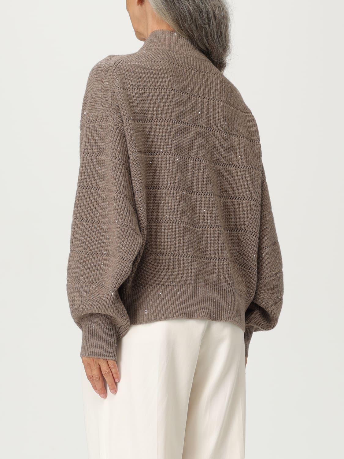 BRUNELLO CUCINELLI JERSEY: Cárdigan mujer Brunello Cucinelli, Marrón - Img 3