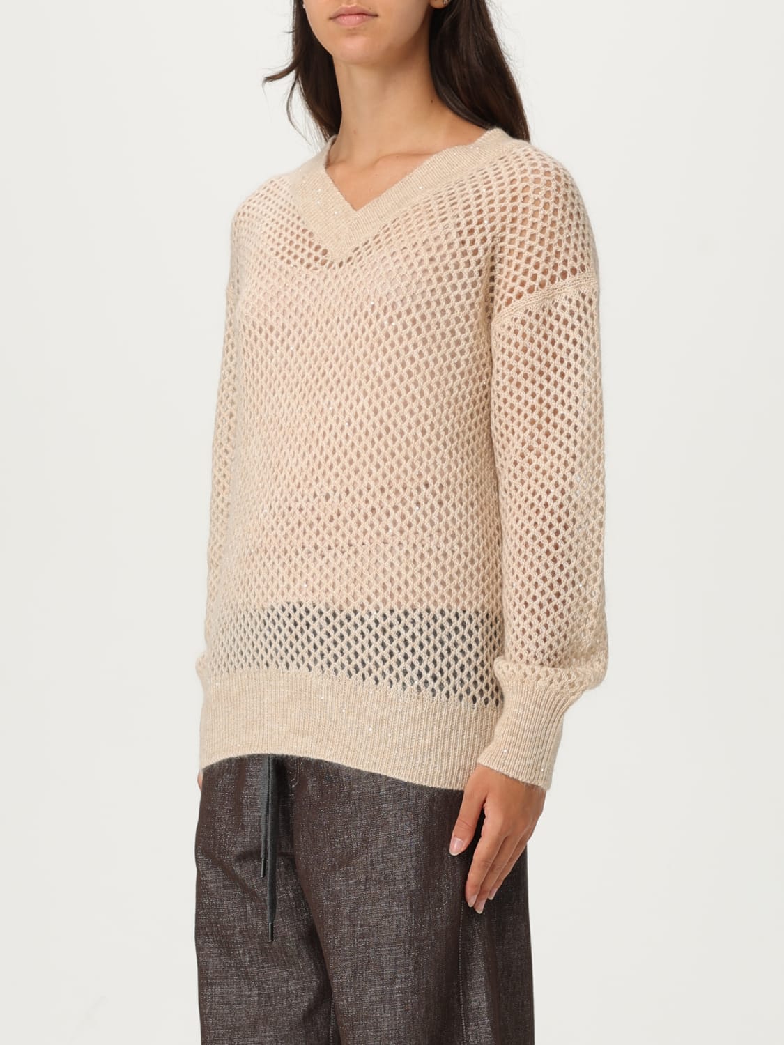 BRUNELLO CUCINELLI SWEATER: Cardigan woman Brunello Cucinelli, Yellow Cream - Img 4