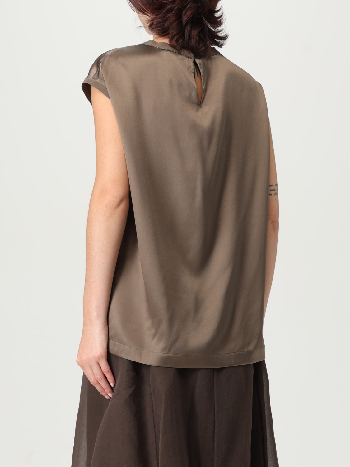 BRUNELLO CUCINELLI TOP: T-shirt femme Brunello Cucinelli, Marron - Img 3