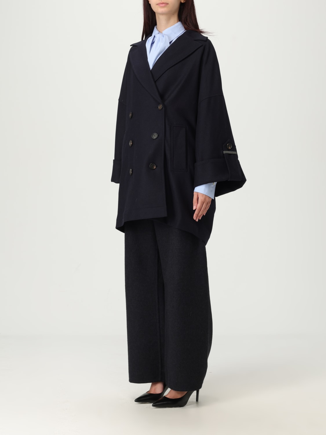 BRUNELLO CUCINELLI ABRIGO: Sobretodo mujer Brunello Cucinelli, Azul Oscuro - Img 4