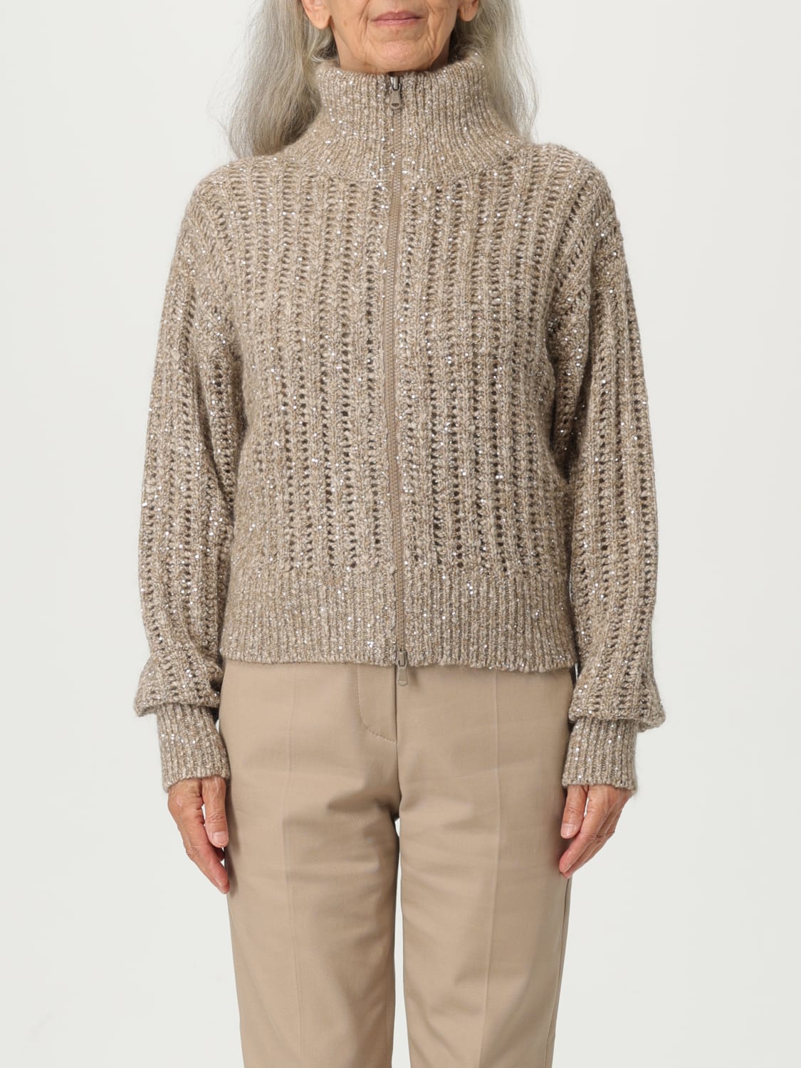 BRUNELLO CUCINELLI JERSEY: Cárdigan mujer Brunello Cucinelli, Beige - Img 1