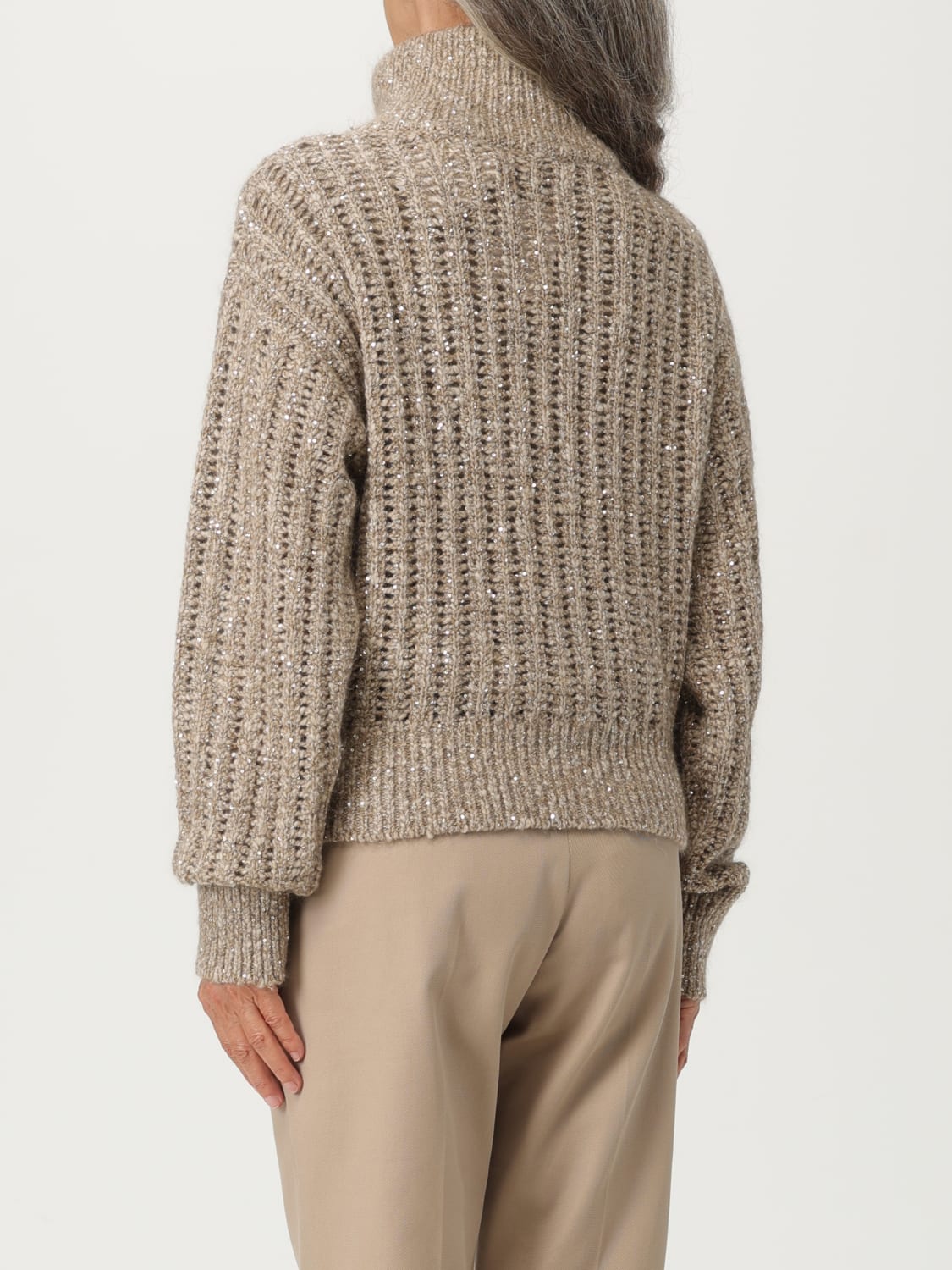 BRUNELLO CUCINELLI JERSEY: Cárdigan mujer Brunello Cucinelli, Beige - Img 3