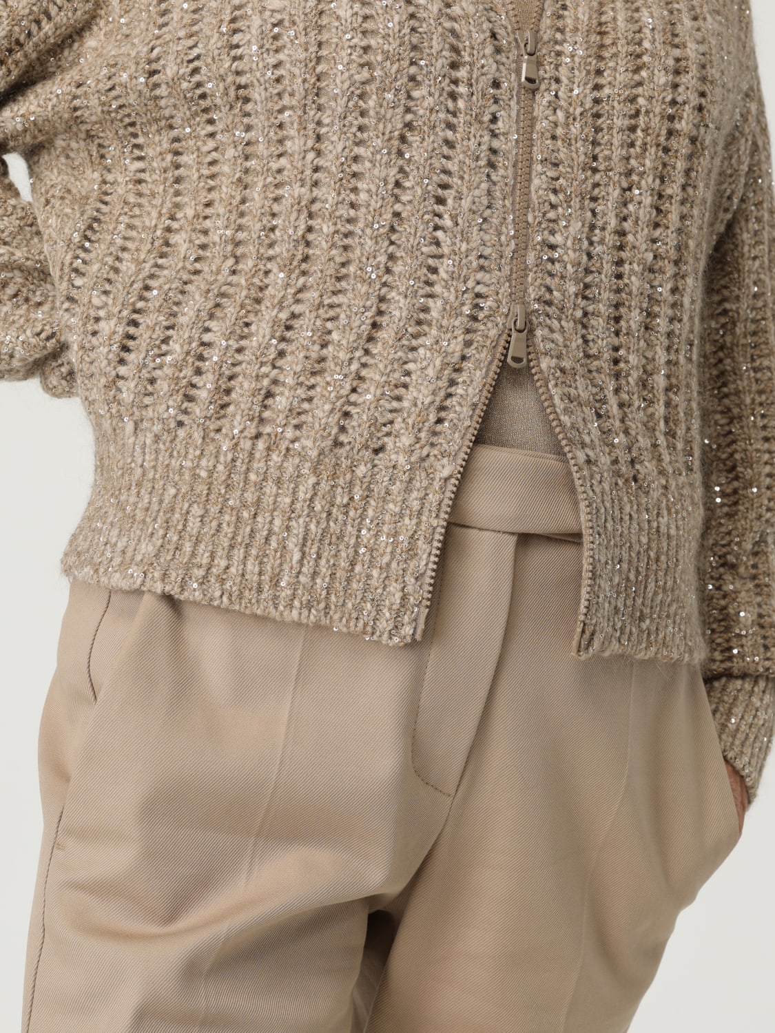 BRUNELLO CUCINELLI JERSEY: Cárdigan mujer Brunello Cucinelli, Beige - Img 5