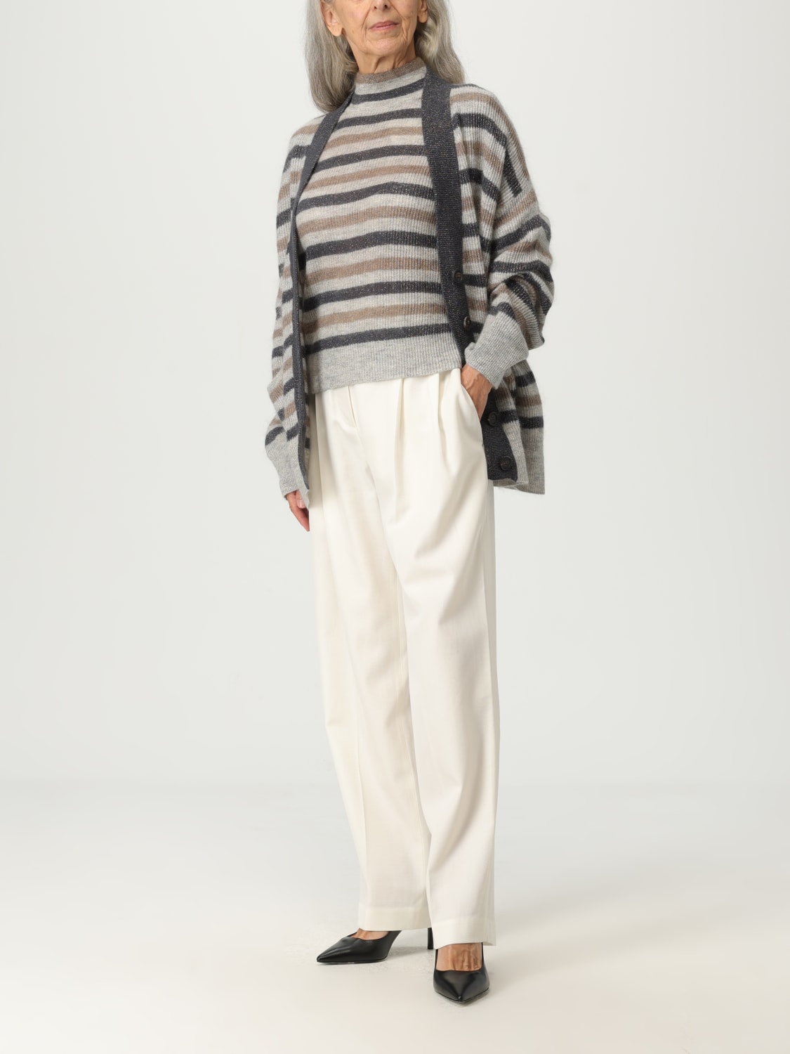 BRUNELLO CUCINELLI 毛衣: 针织开衫 女士 Brunello Cucinelli, 印花/多色 - Img 2