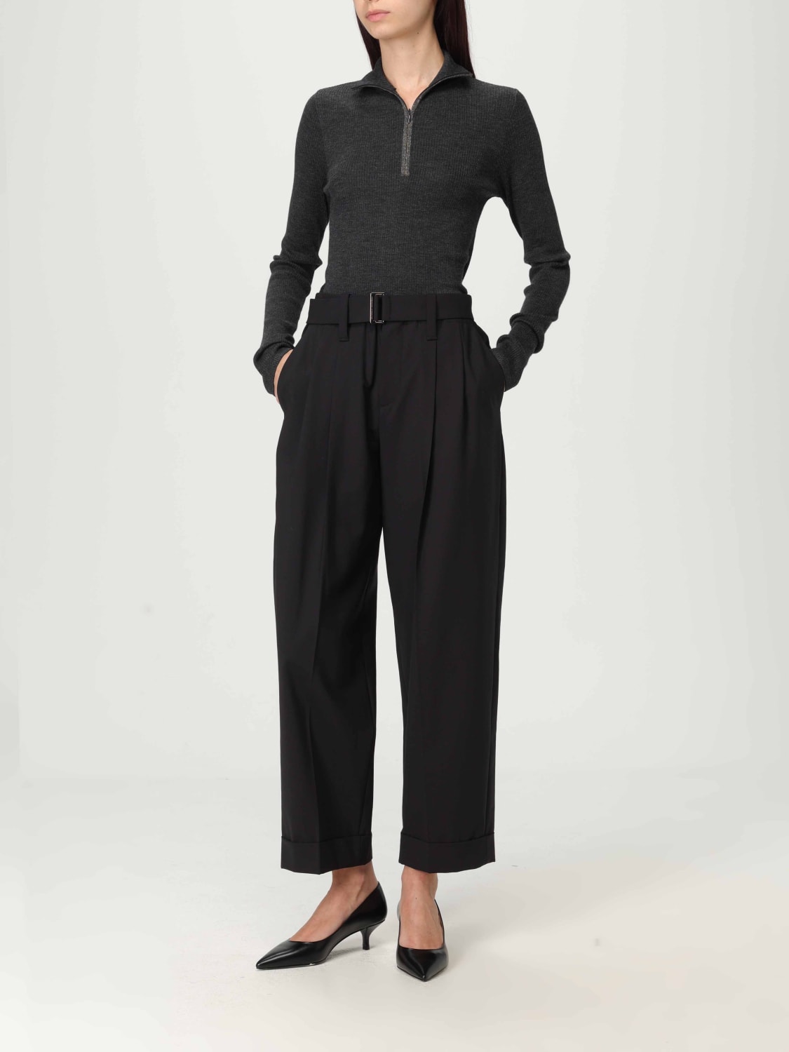 BRUNELLO CUCINELLI PANTALON: Pantalon femme Brunello Cucinelli, Noir - Img 2