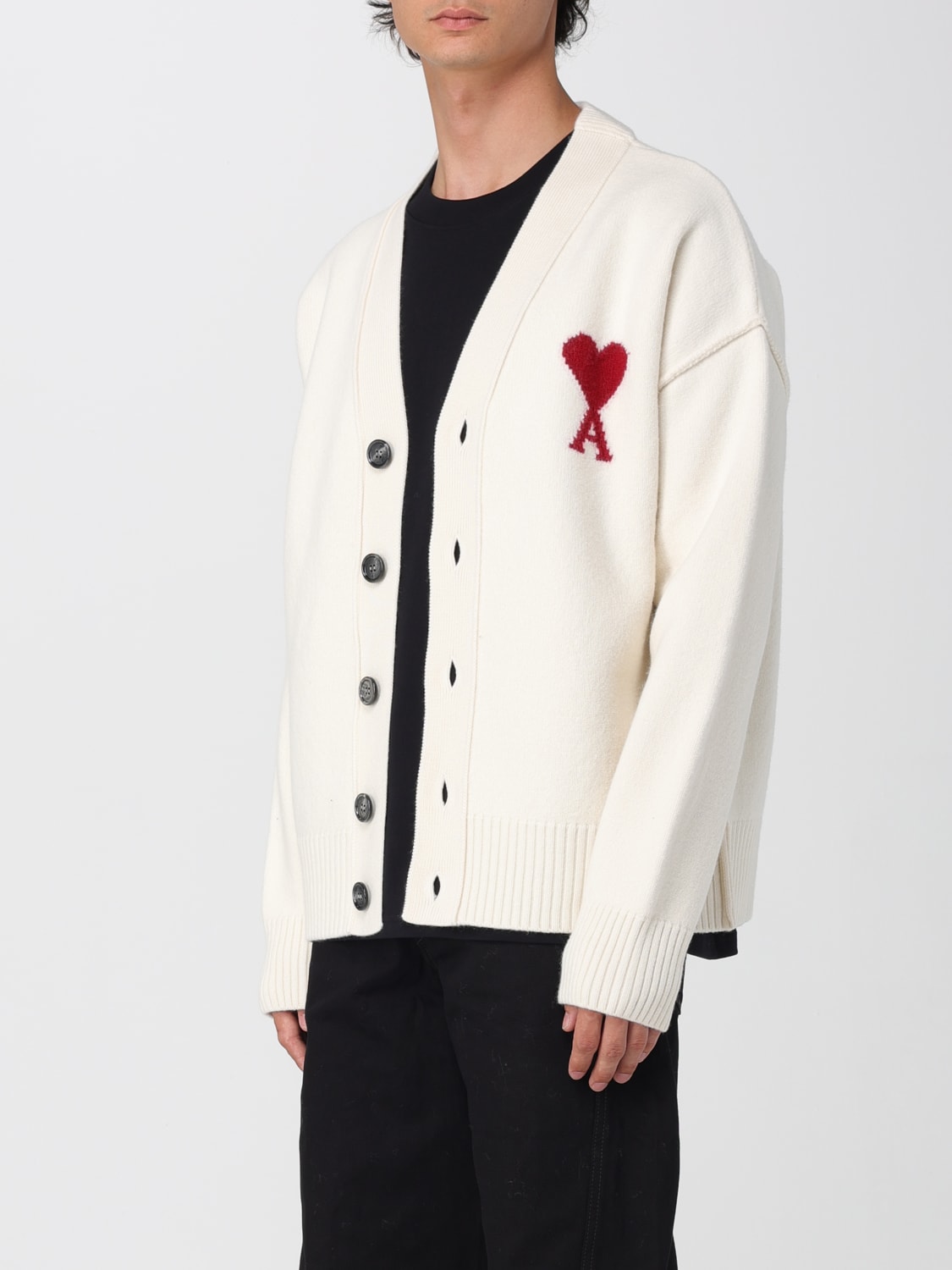 AMI PARIS PULLOVER: Strickjacke herren Ami Paris, Weiß - Img 3