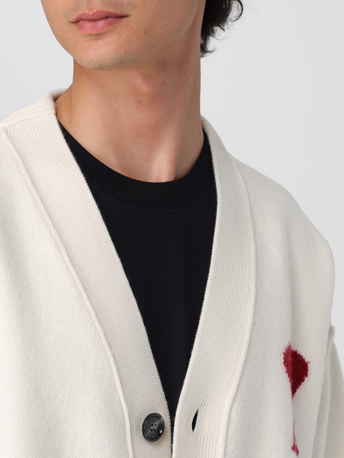 AMI PARIS PULLOVER: Strickjacke herren Ami Paris, Weiß - Img 4