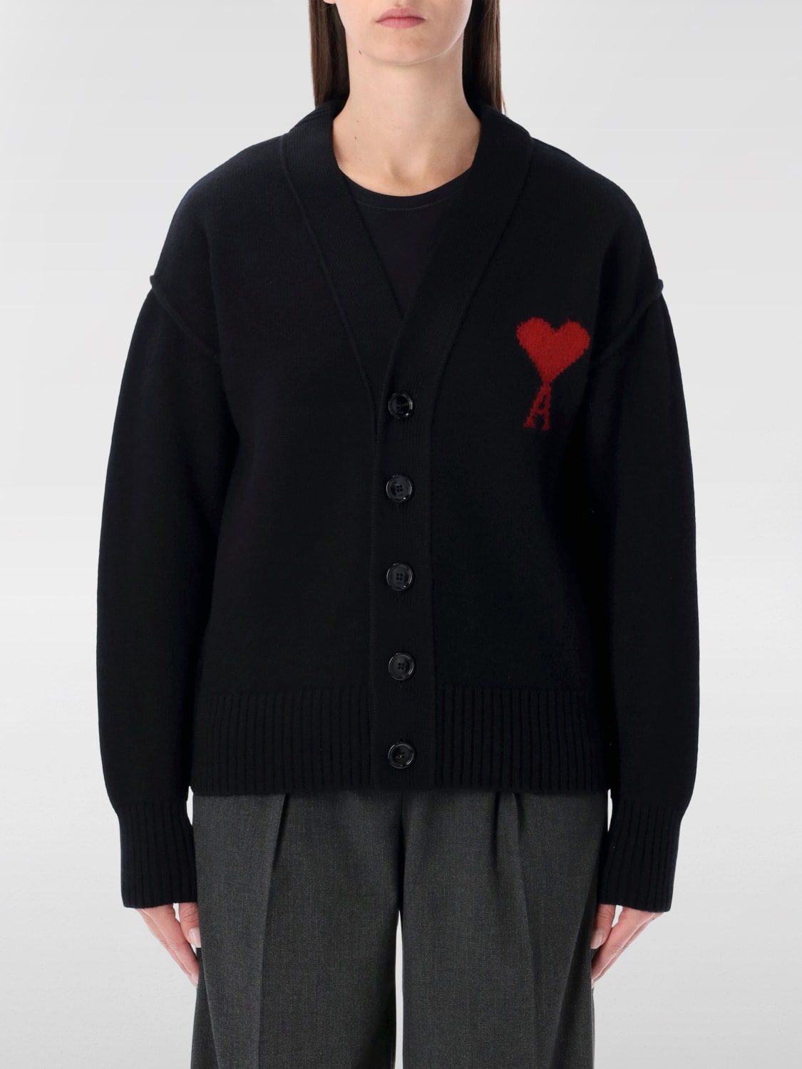 AMI PARIS PULLOVER: Strickjacke herren Ami Paris, Schwarz - Img 1