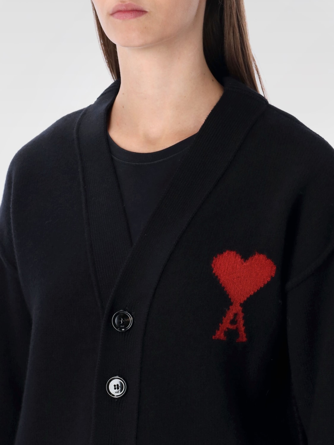 AMI PARIS PULLOVER: Strickjacke herren Ami Paris, Schwarz - Img 3