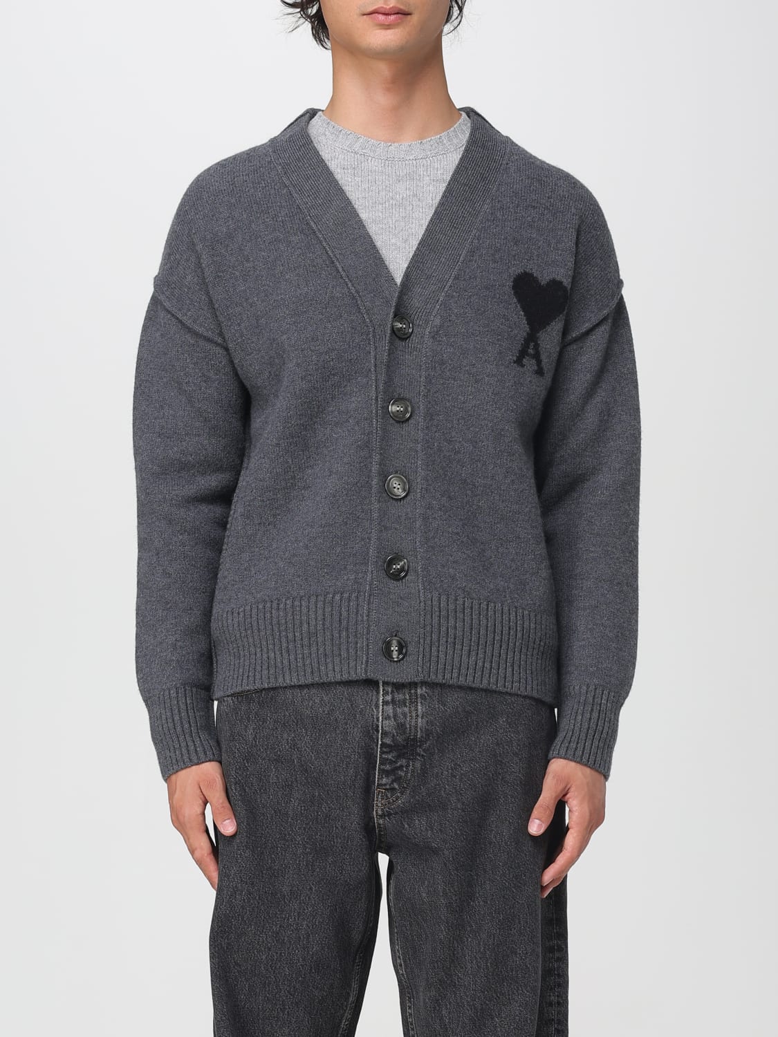 AMI PARIS SWEATER: Cardigan men Ami Paris, Grey - Img 1