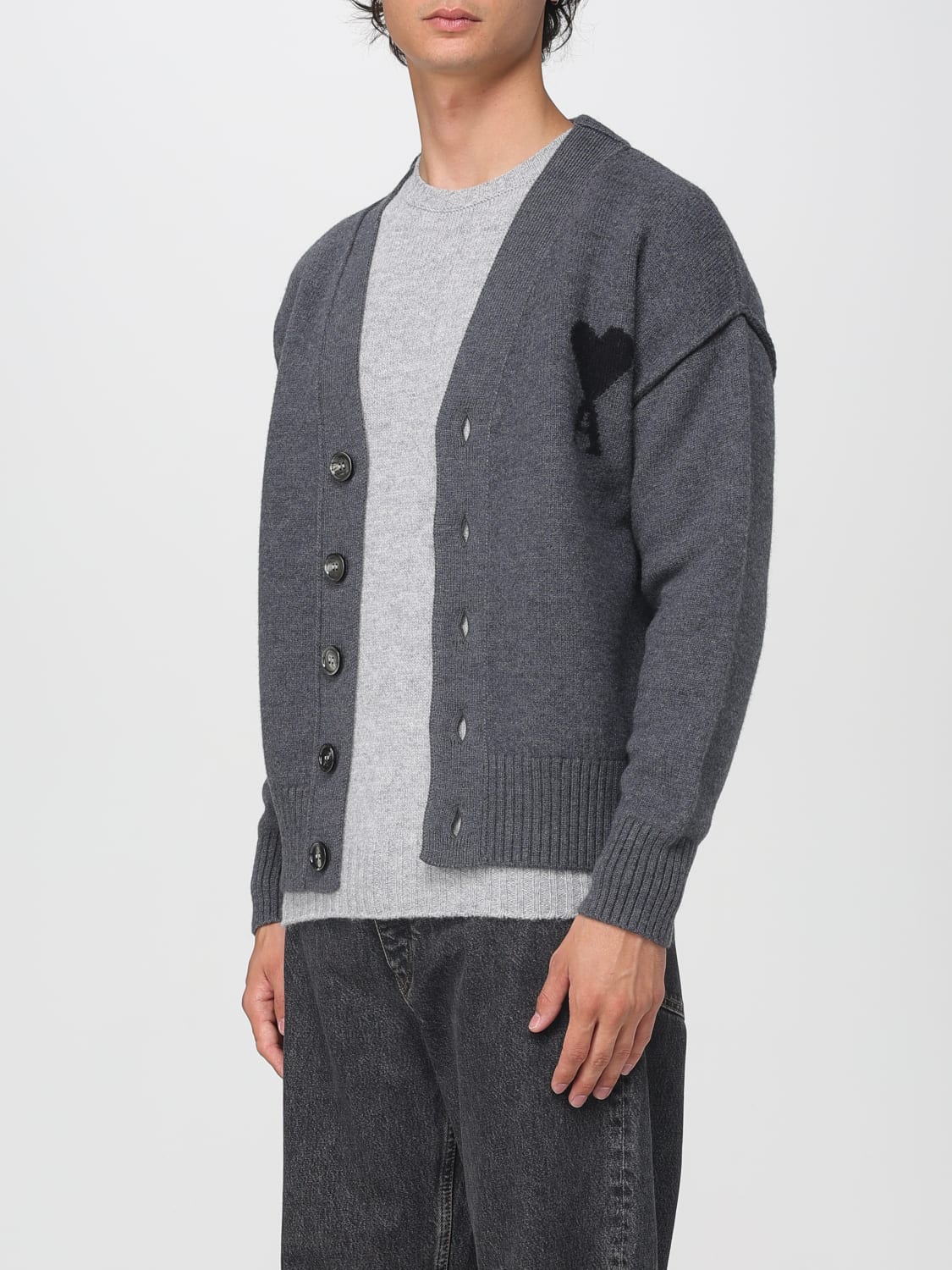 AMI PARIS SWEATER: Cardigan men Ami Paris, Grey - Img 3