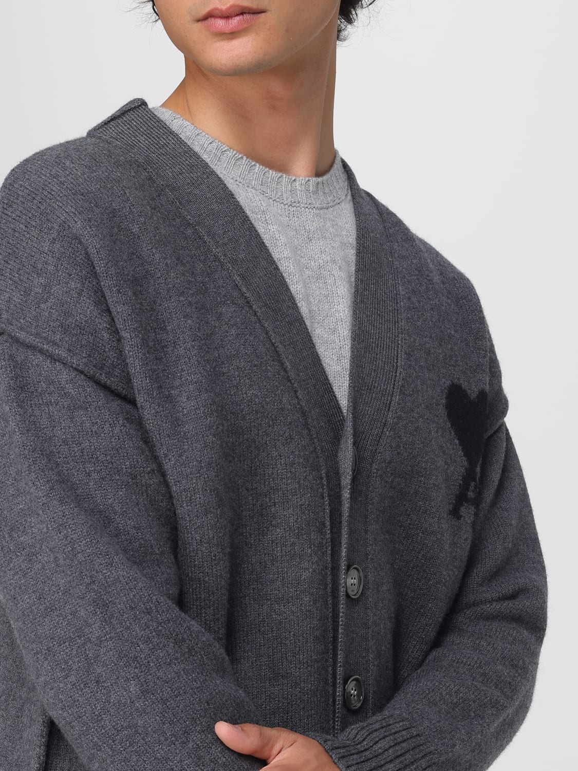 AMI PARIS SWEATER: Cardigan men Ami Paris, Grey - Img 4