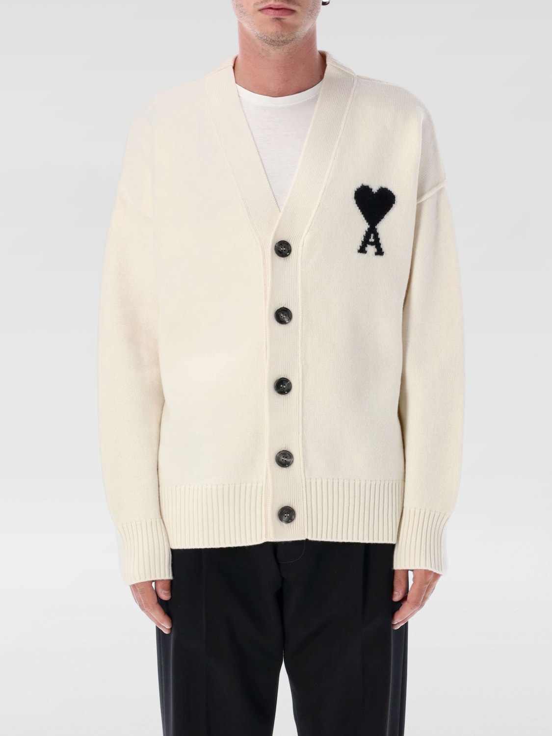 AMI PARIS SWEATER: Cardigan men Ami Paris, Beige - Img 1