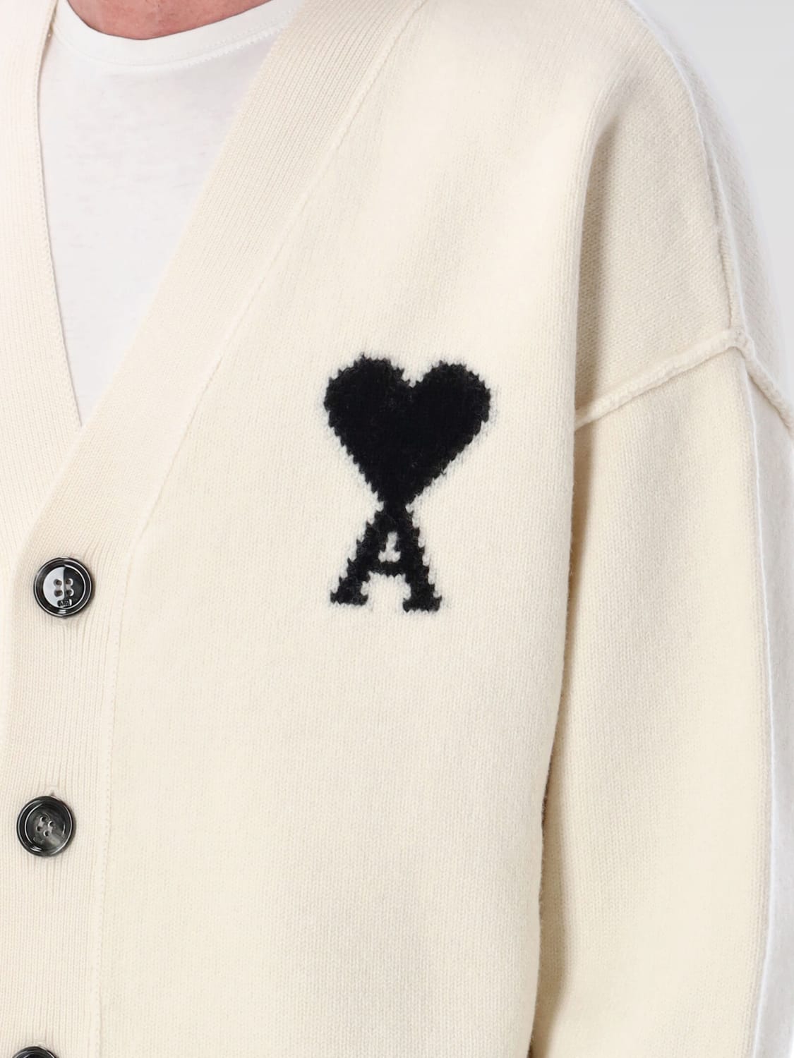AMI PARIS SWEATER: Cardigan men Ami Paris, Beige - Img 3