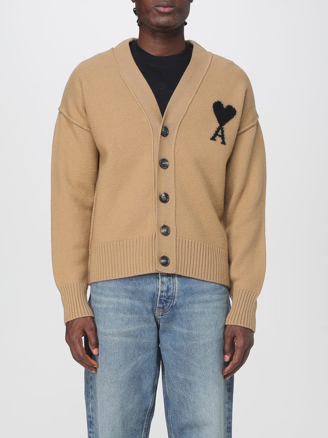 AMI PARIS SWEATER: Cardigan men Ami Paris, Brown - Img 1
