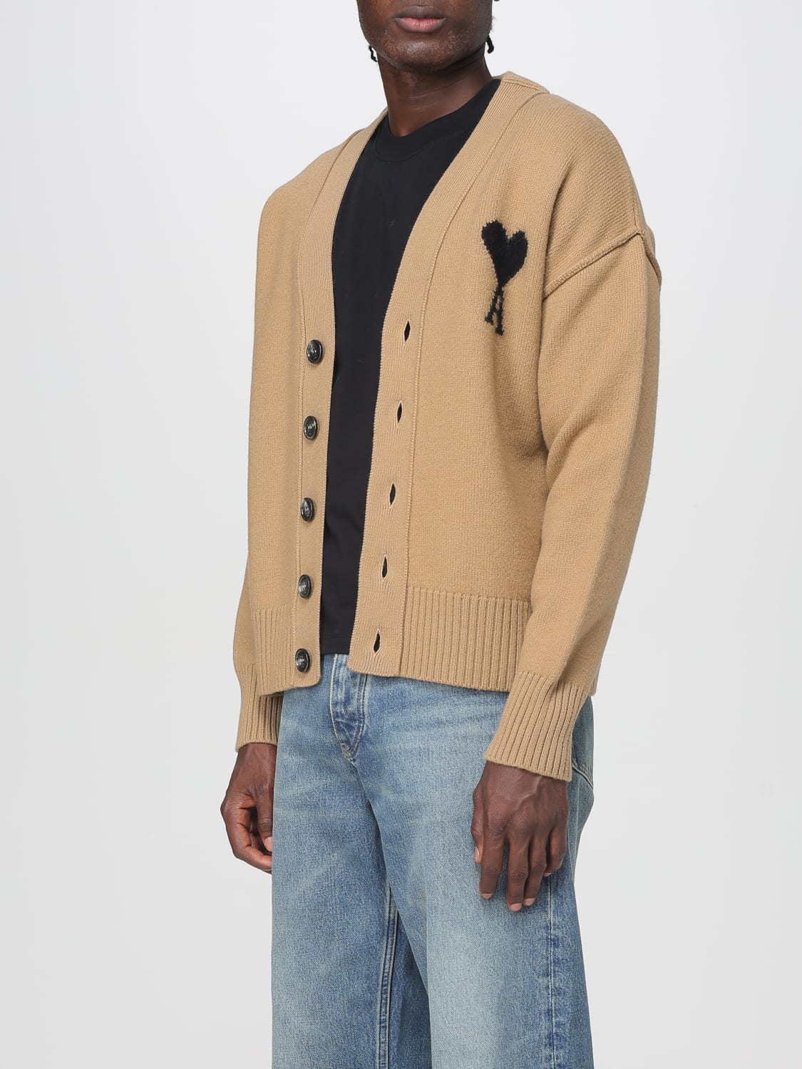AMI PARIS SWEATER: Cardigan men Ami Paris, Brown - Img 4