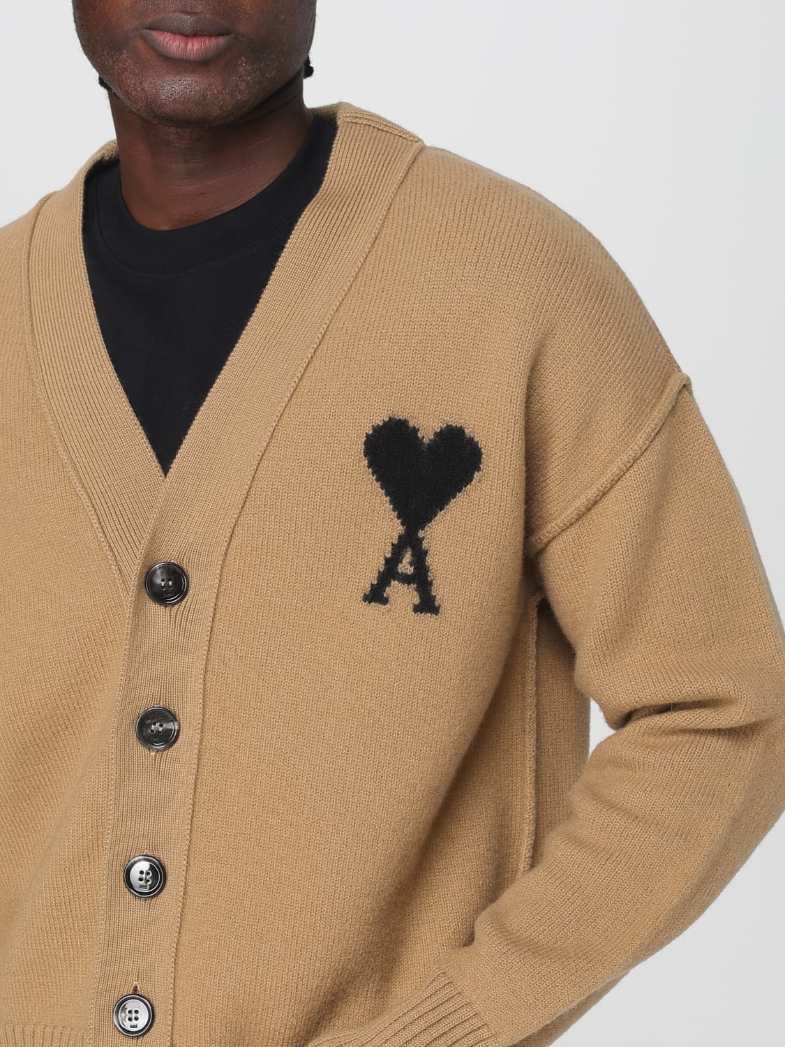 AMI PARIS SWEATER: Cardigan men Ami Paris, Brown - Img 5