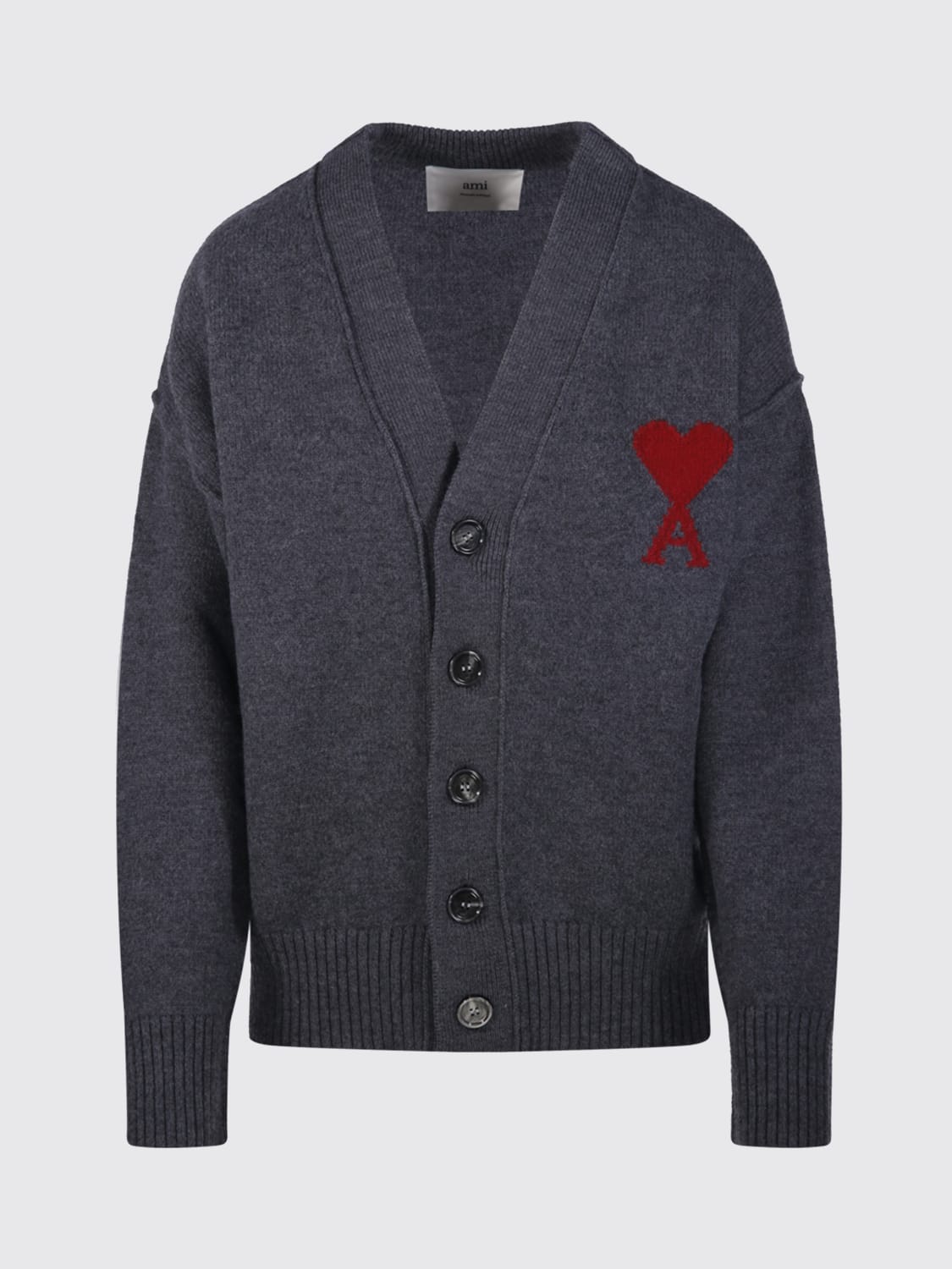AMI PARIS SWEATER: Cardigan men Ami Paris, Charcoal - Img 1