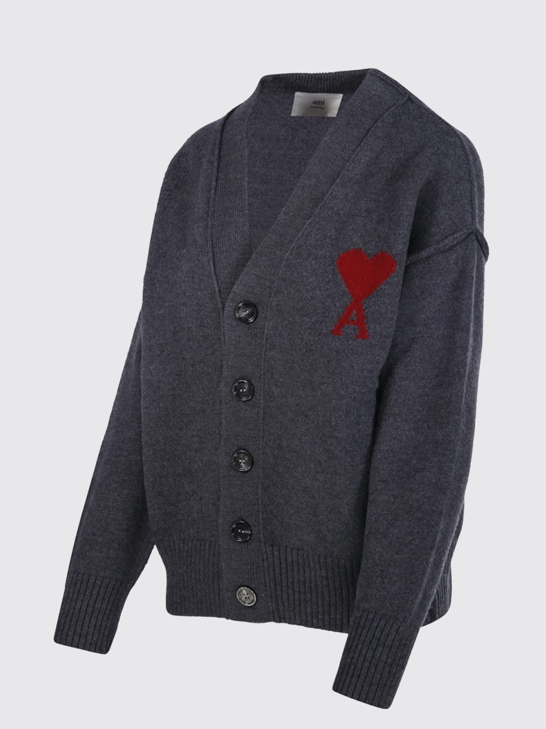 AMI PARIS SWEATER: Cardigan men Ami Paris, Charcoal - Img 3