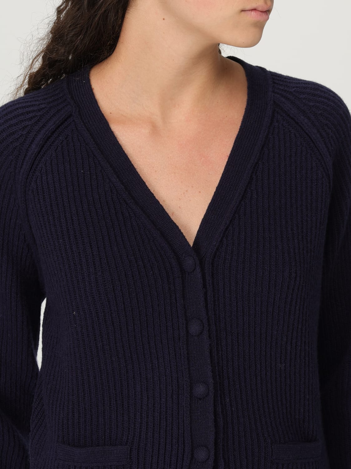 VICTORIA VICTORIA BECKHAM JERSEY: Cárdigan mujer Victoria Victoria Beckham, Azul Oscuro - Img 5