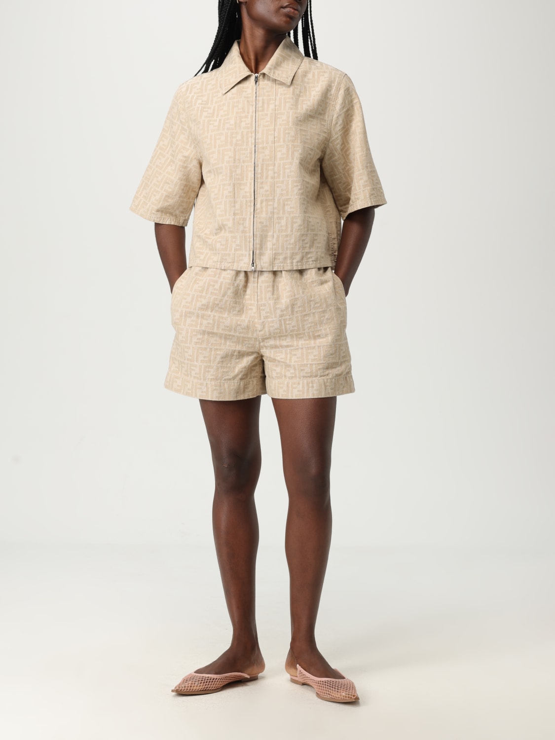 FENDI SHORTS: Short woman Fendi, Beige - Img 2