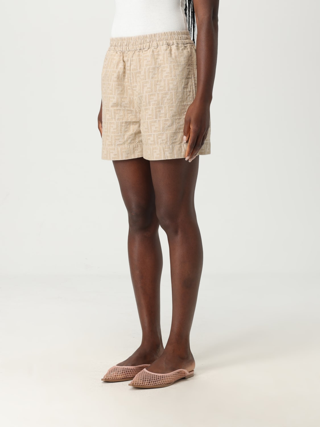 FENDI SHORTS: Short woman Fendi, Beige - Img 4