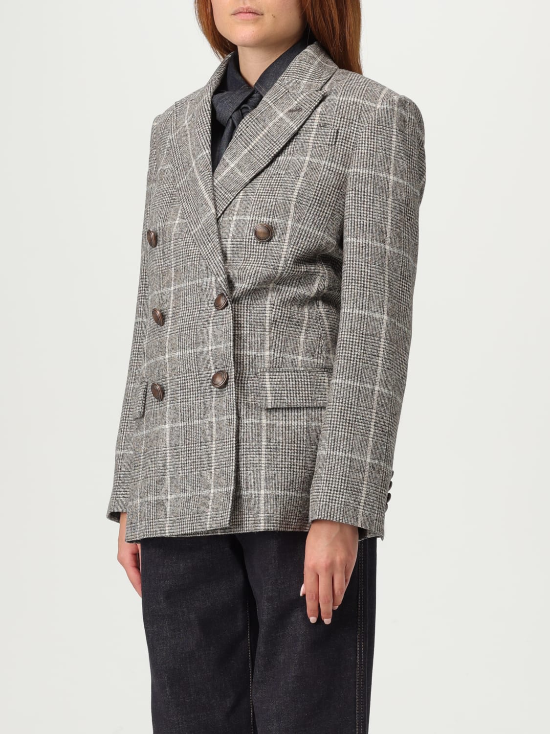 BRUNELLO CUCINELLI JACKET: Blazer woman Brunello Cucinelli, Brown - Img 4