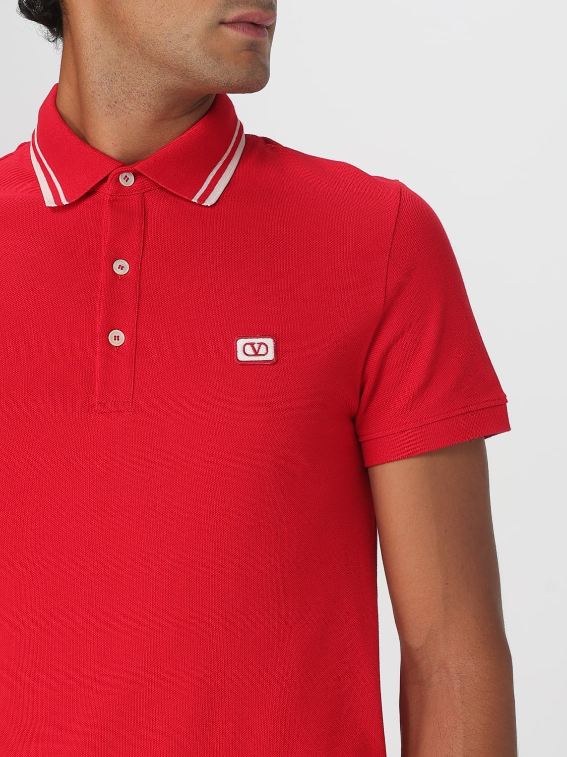 VALENTINO POLO: Polo Valentino in cotone , Rosso - Img 4