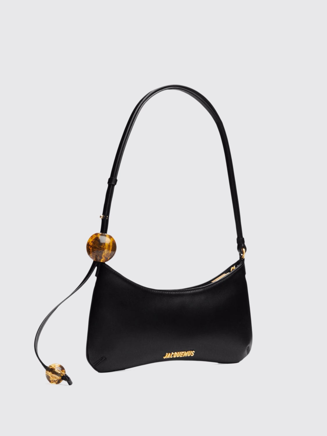 JACQUEMUS BORSA A SPALLA: Borsa Le Bisou Perle Jacquemus in raso , Nero - Img 2