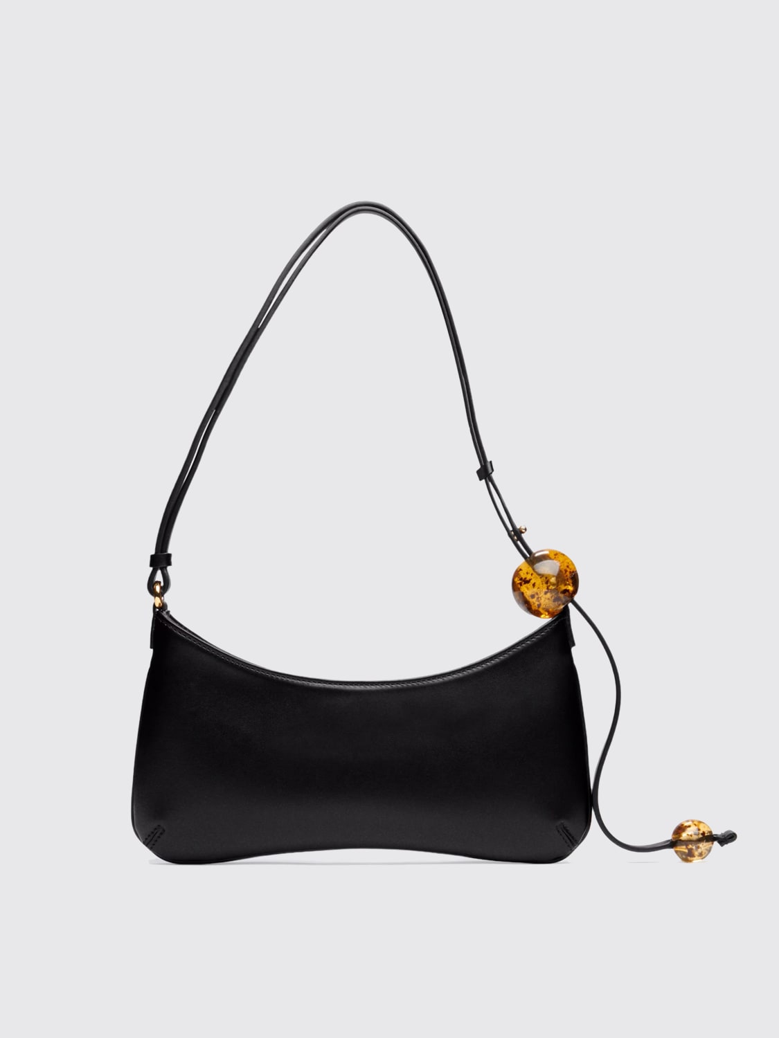 JACQUEMUS BORSA A SPALLA: Borsa Le Bisou Perle Jacquemus in raso , Nero - Img 3