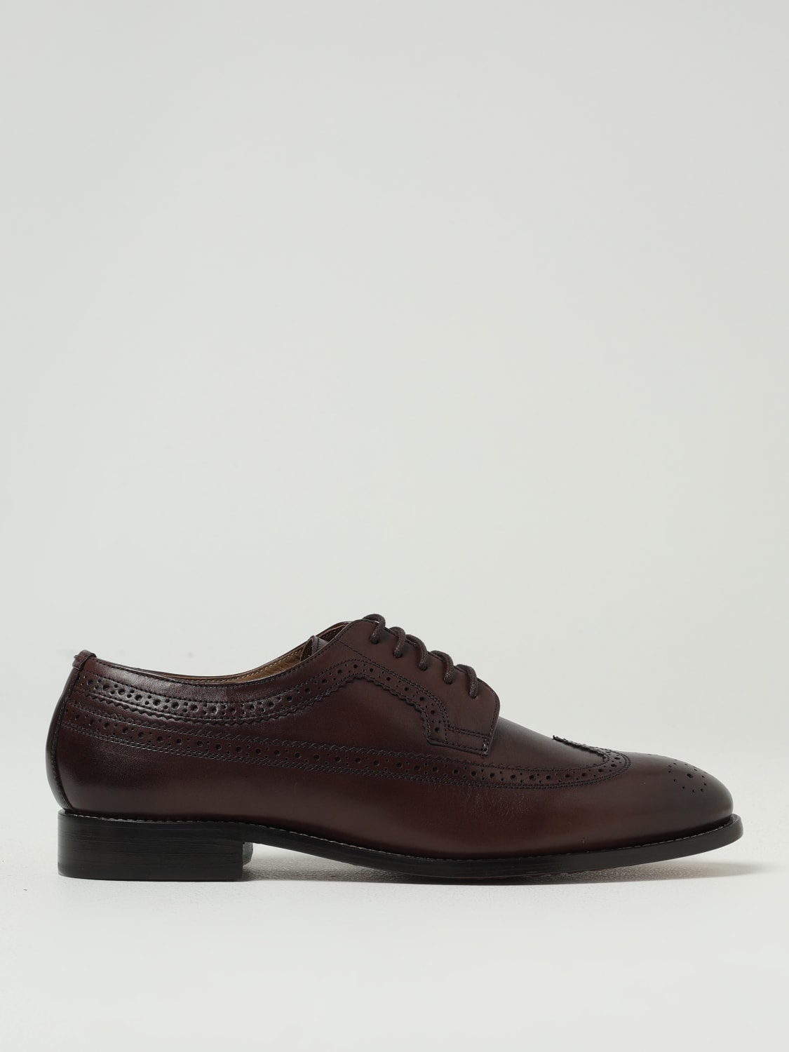 PS PAUL SMITH SCARPE STRINGATE: Derby PS Paul Smith in pelle con motivo brogue , Marrone - Img 1