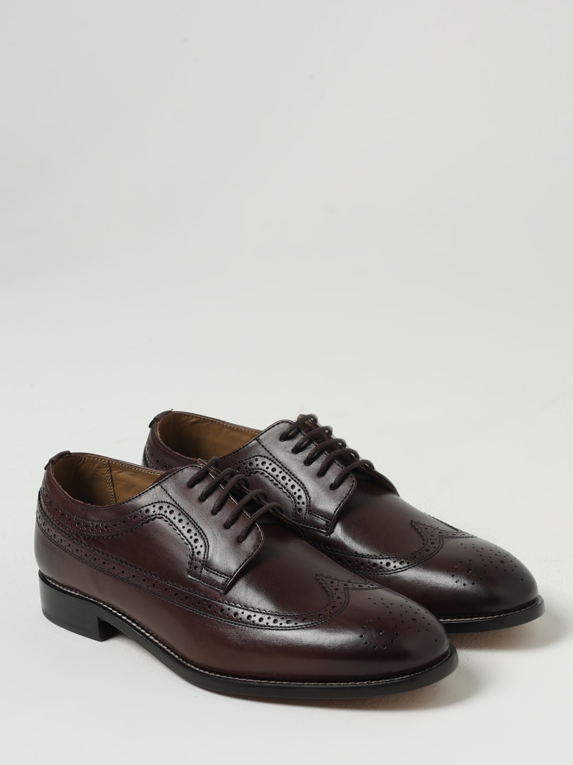 PS PAUL SMITH SCARPE STRINGATE: Derby PS Paul Smith in pelle con motivo brogue , Marrone - Img 2