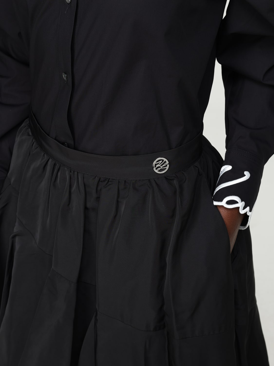 KARL LAGERFELD GONNA: Gonna asimmetrica Karl Lagerfeld in crêpe, Nero - Img 4