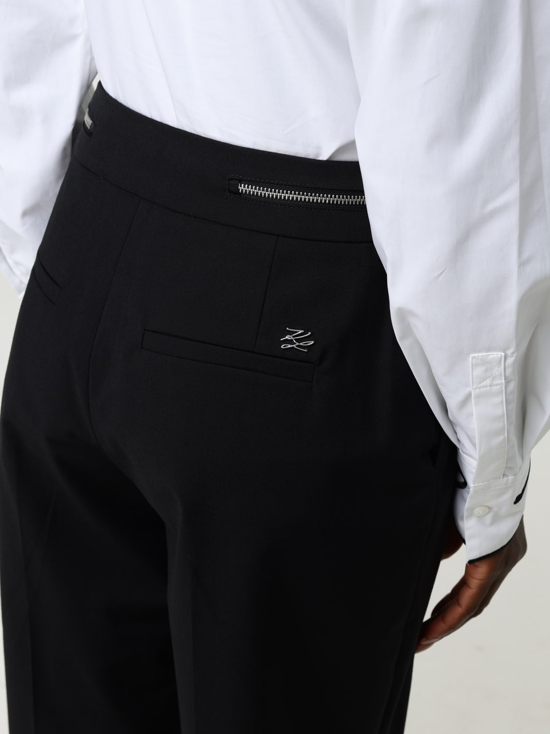 KARL LAGERFELD PANTALONI: Pantalone Karl Lagerfeld in misto lana , Nero - Img 4