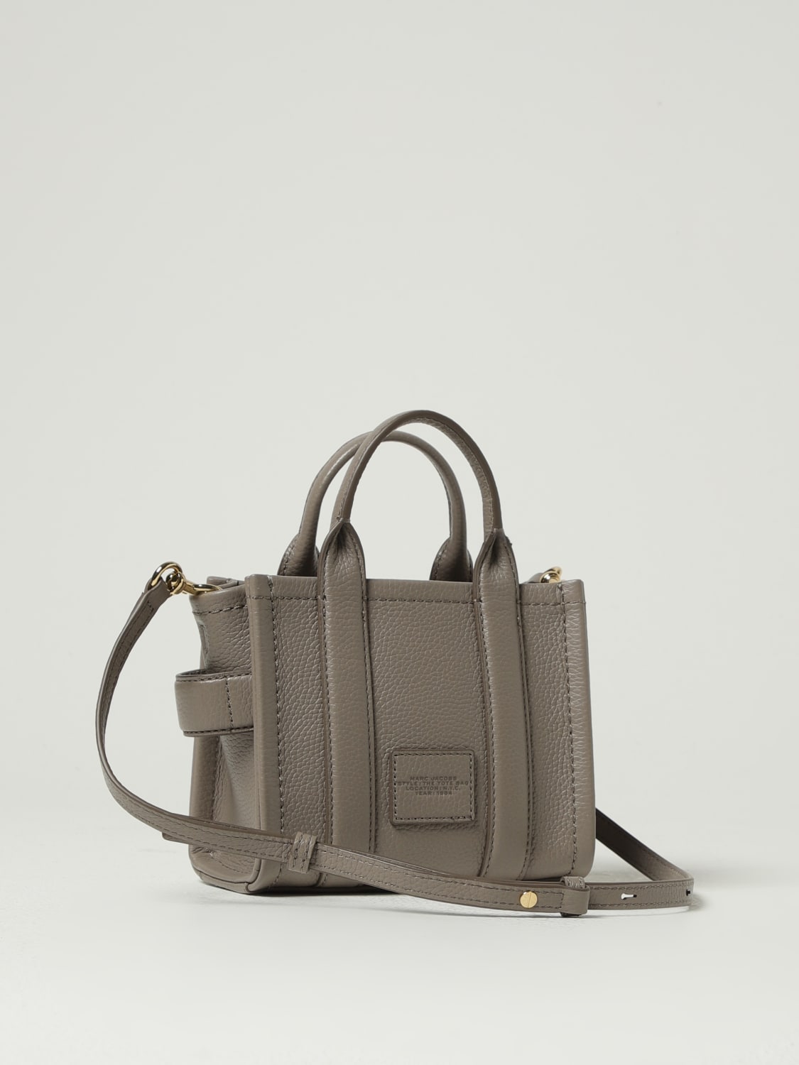 MARC JACOBS BORSA MINI: Borsa The Leather Small Tote Bag Marc Jacobs in pelle a grana , Grigio - Img 2
