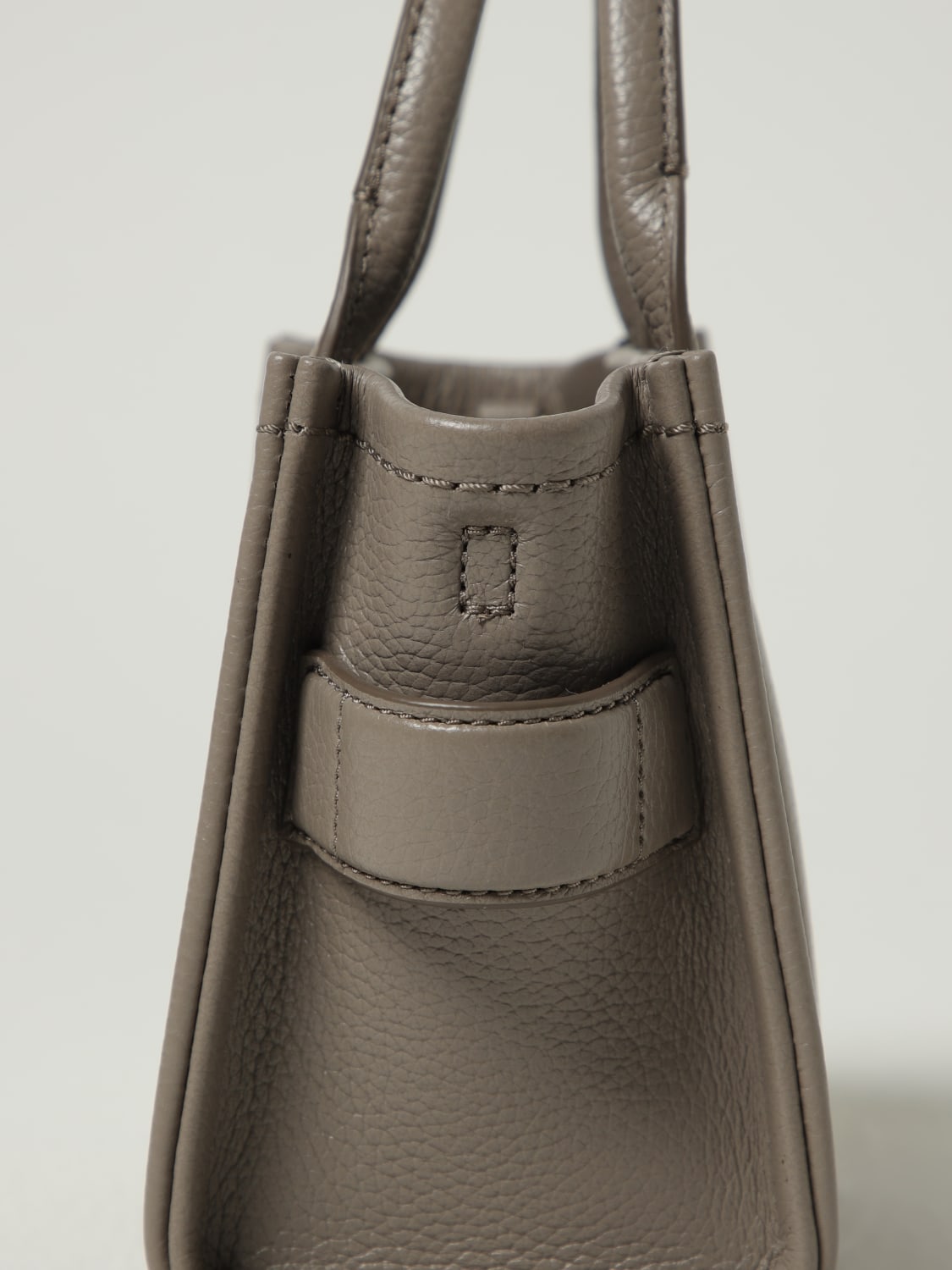 MARC JACOBS BORSA MINI: Borsa The Leather Small Tote Bag Marc Jacobs in pelle a grana , Grigio - Img 3
